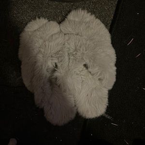 Grey fuzzy slippers